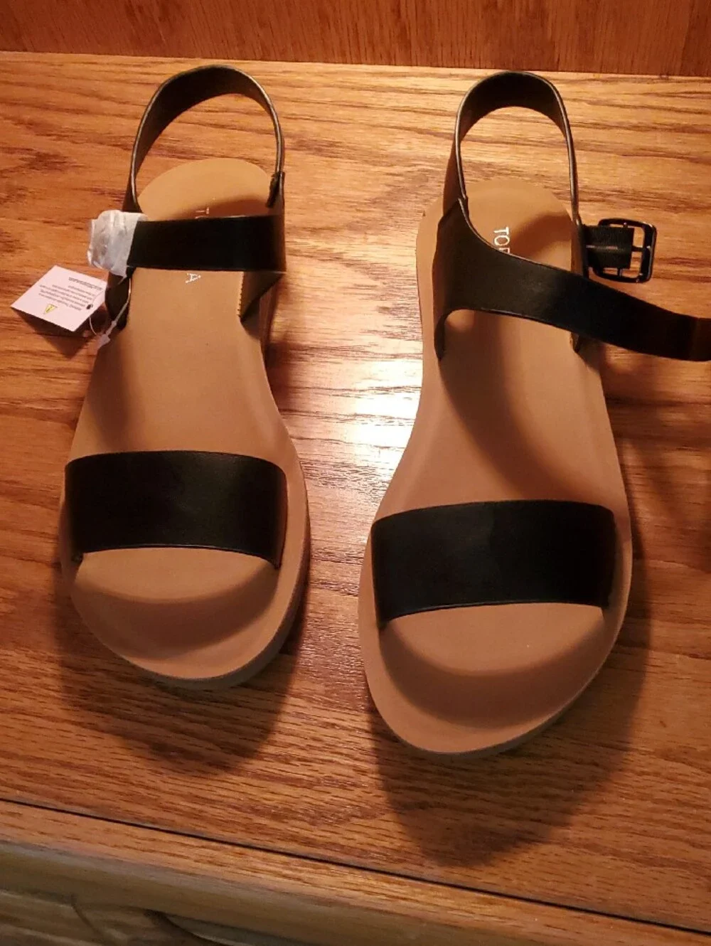 TOP Moda Black Open-Toe Slingback Platform Sandals
